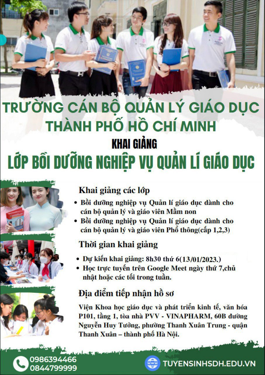 TRƯỜNG CÁN BỘ QUẢN LÝ GIÁO DỤC THÀNH PHỐ HỒ CHÍ MINH KHAI GIẢNG LỚP BỒI DƯỠNG NGHIỆP VỤ QUẢN LÍ GIÁO DỤC