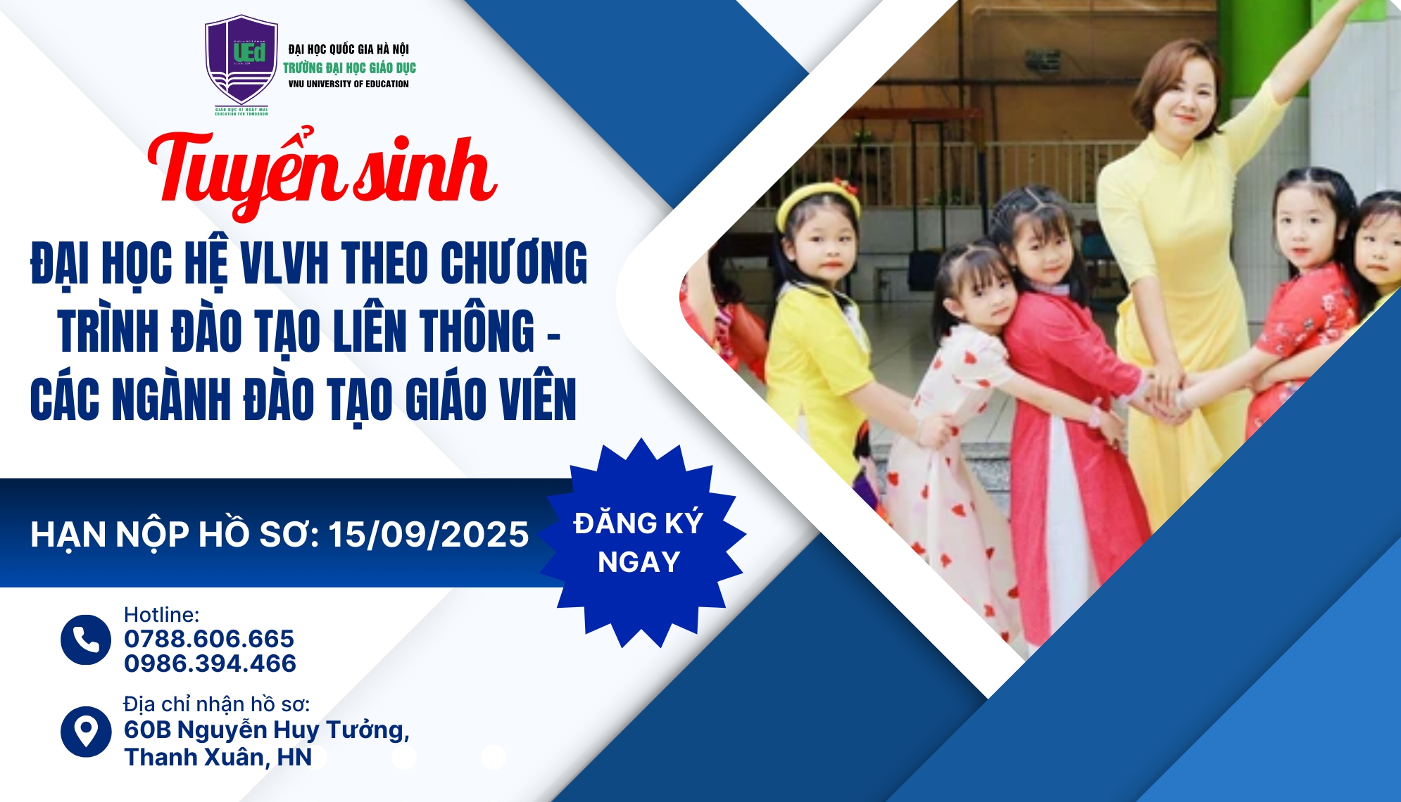 TUYỂN SINH ĐẠI HỌC HỆ VLVH THEO CHƯƠNG TRÌNH ĐÀO TẠO LIÊN THÔNG – CÁC NGÀNH ĐÀO TẠO GIÁO VIÊN NĂM 2025